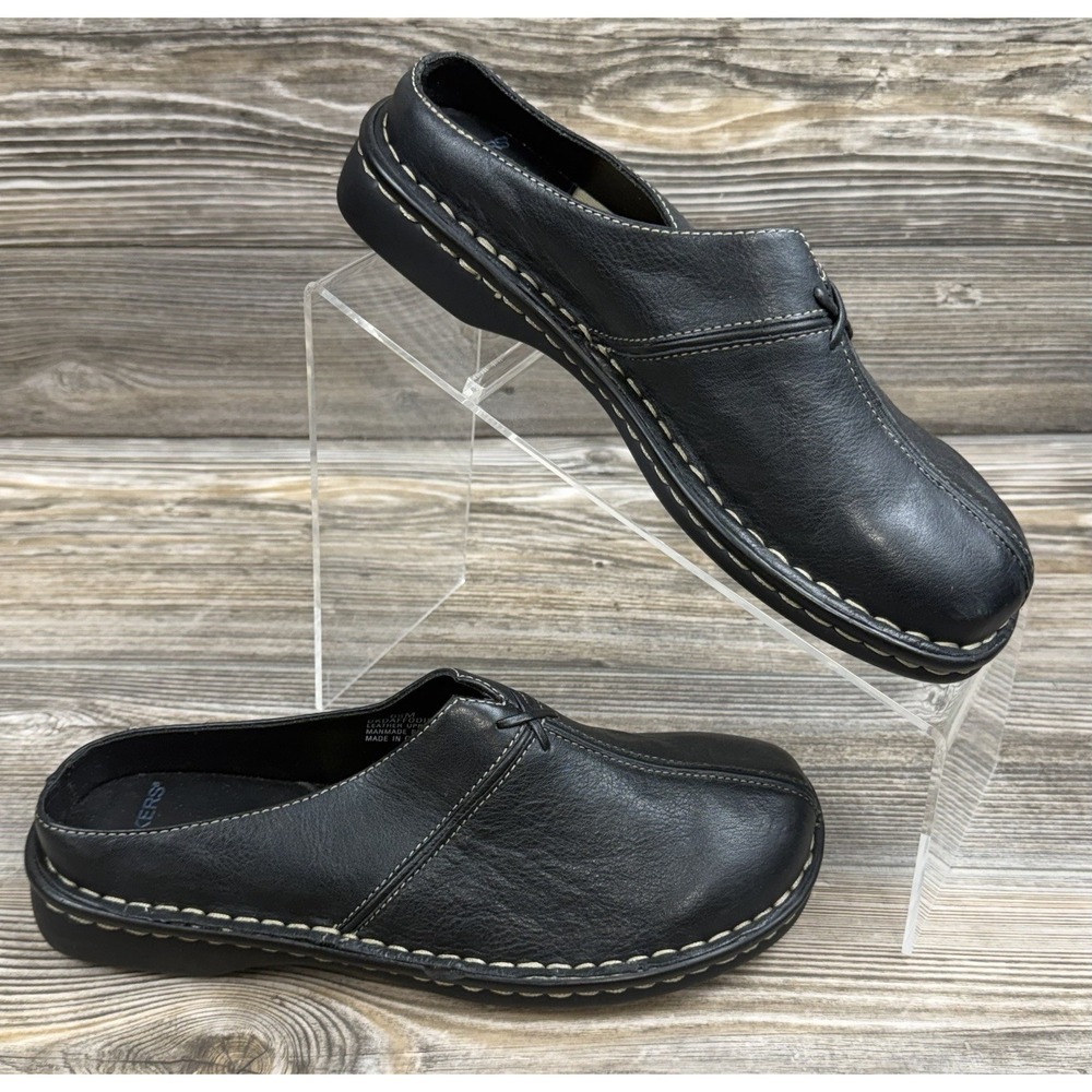 Dockers Daffodil Mules Slip On Black Leather Comfort Slip-On Women's Shoes 6.5M